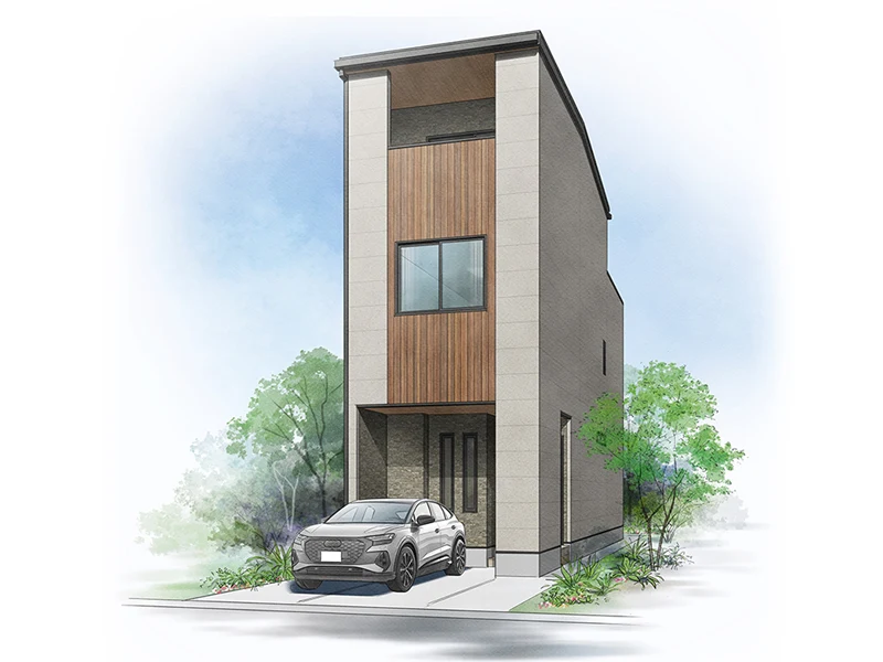 京都市伏見区淀樋爪町（4LDK）　新築一戸建て住宅の外観イメージ図