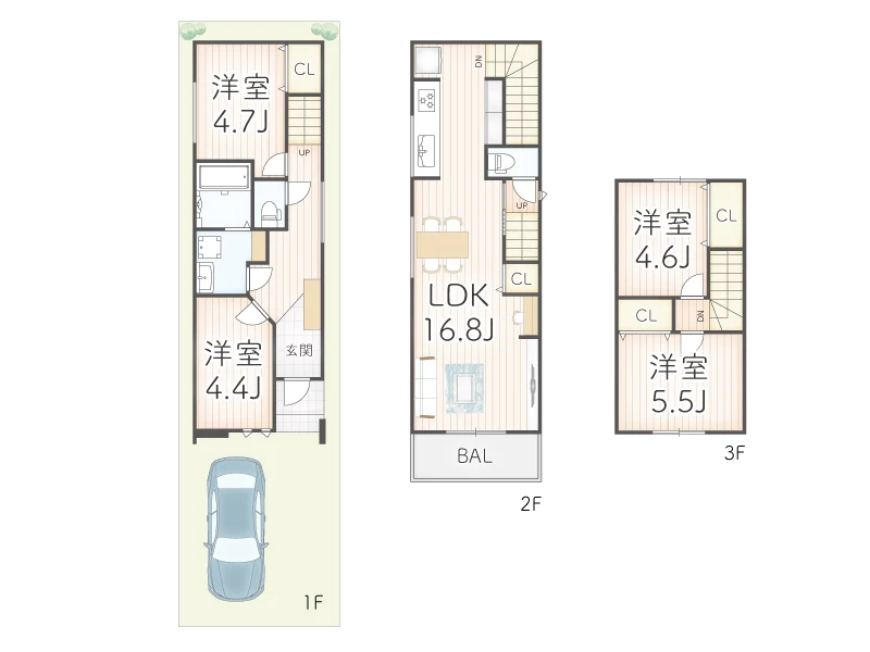 京都市伏見区淀樋爪町（4LDK）　新築一戸建て住宅の間取り図