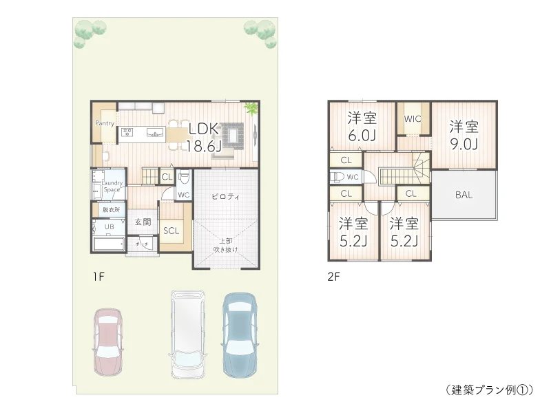 奈良県生駒郡平群町吉新３丁目（全４区画）建築条件付き土地の建築プラン例