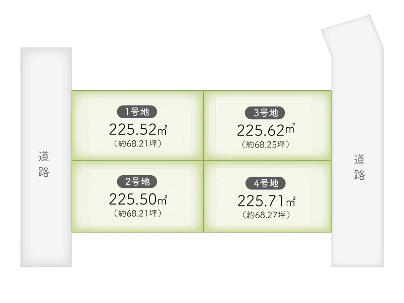 奈良県生駒郡平群町吉新３丁目（全４区画）　建築条件付き売り土地の区画図