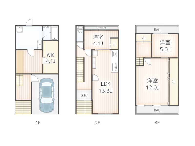 大阪市旭区清水２丁目（3LDK）の中古一戸建て住宅の間取り図