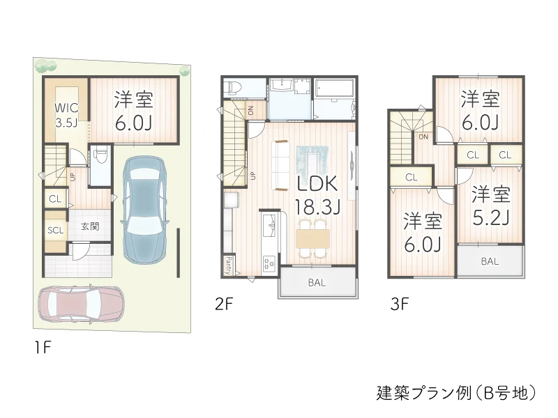 東大阪市太平寺２丁目（全５区画）建築条件付き土地の建築プラン例