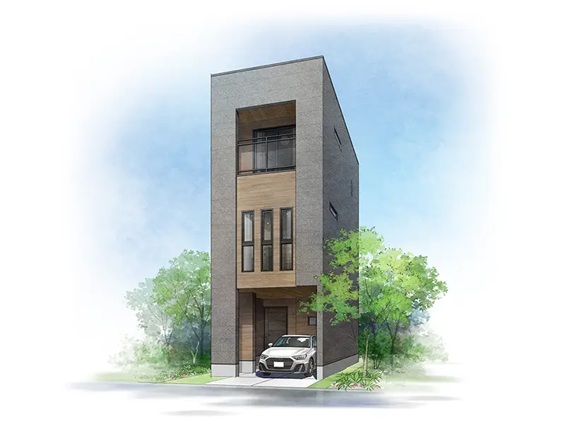 大阪市東住吉区矢田７丁目の新築一戸建ての外観