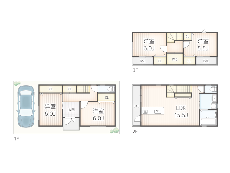 此花区伝法４丁目の中古一戸建て住宅の間取り図