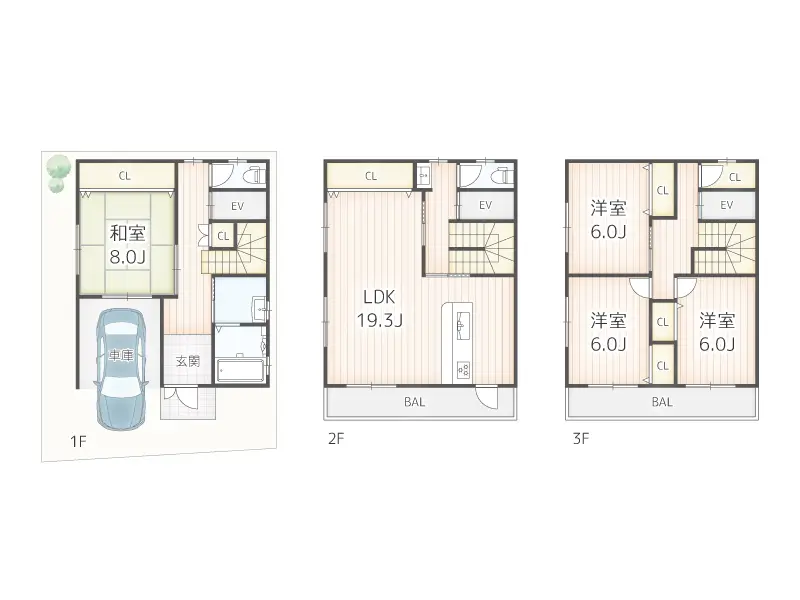 大阪市港区南市岡２丁目（4LDK・エレベーター付）の中古一戸建て住宅の間取り図