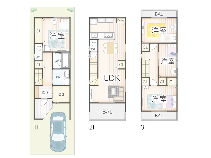 寝屋川市黒原橘町建築条件付き土地の建築プラン例