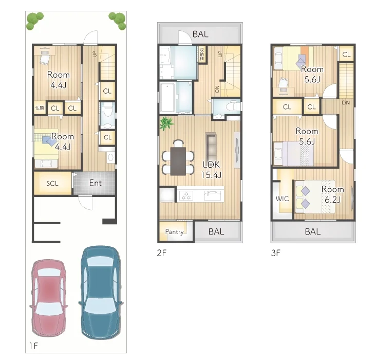 7ARC（セブンアーク）の施工実績｜大阪市西成区に建てた注文住宅のフロアープラン図