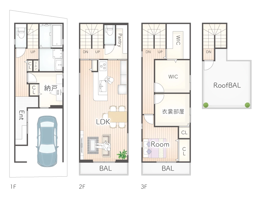7ARC（セブンアーク）の施工実績｜大阪市東淀川区に建てた注文住宅のフロアープラン図