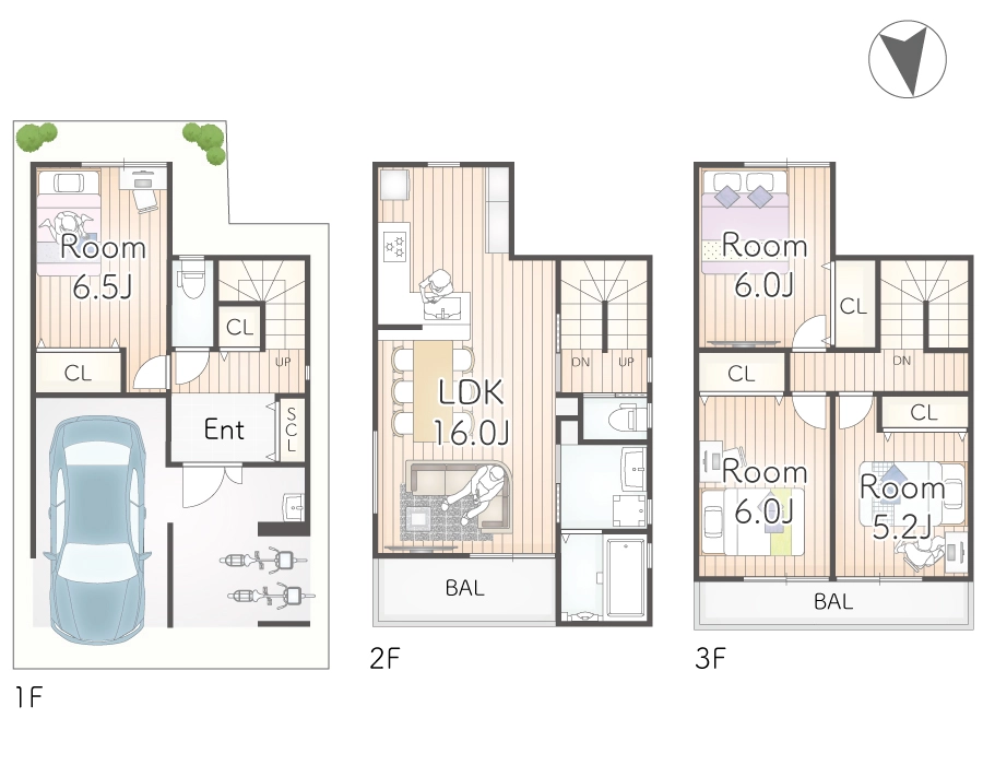 7ARC（セブンアーク）の施工実績｜大阪市此花区に建てた注文住宅のフロアープラン図
