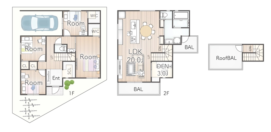 7ARC（セブンアーク）の施工実績｜大阪府守口市に建てた注文住宅のフロアープラン図