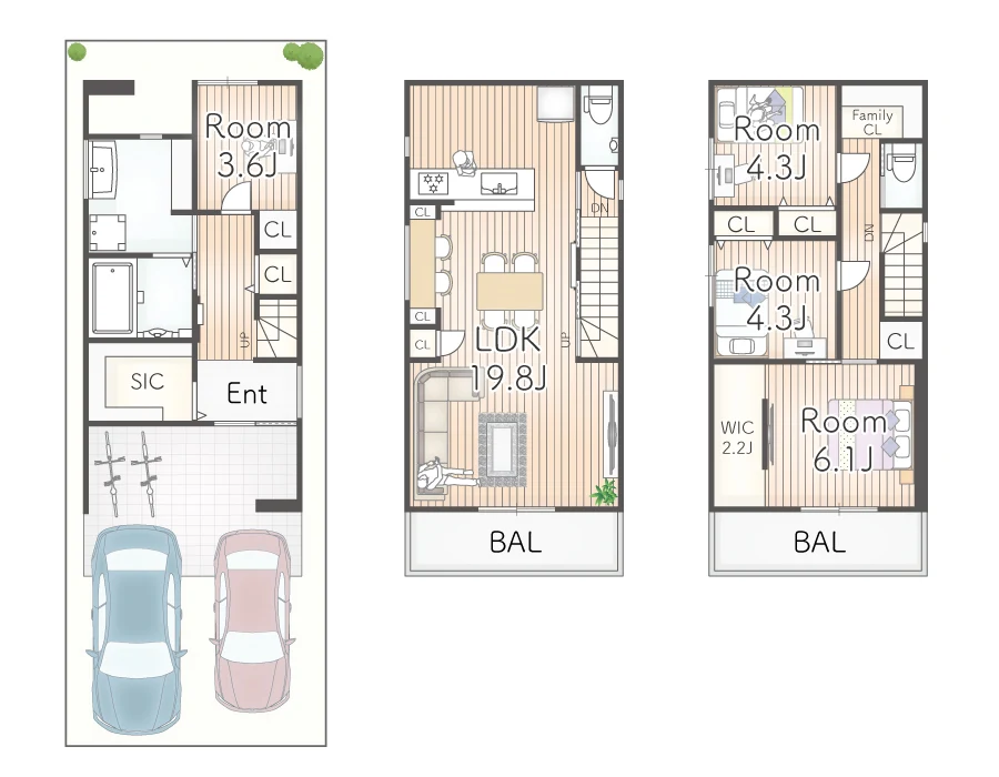 7ARC（セブンアーク）の施工実績｜大阪府吹田市に建てた注文住宅のフロアープラン図