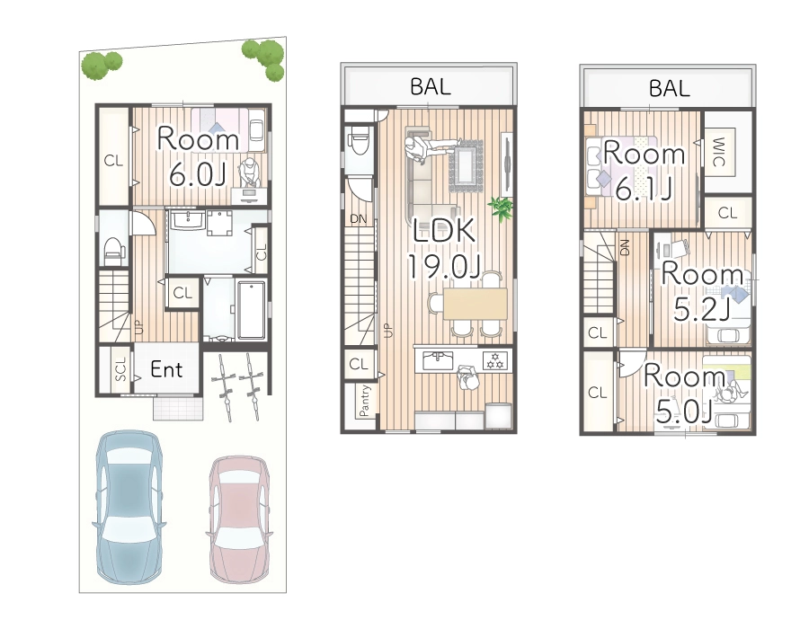 7ARC（セブンアーク）の施工実績｜大阪府守口市に建てた注文住宅のフロアープラン図