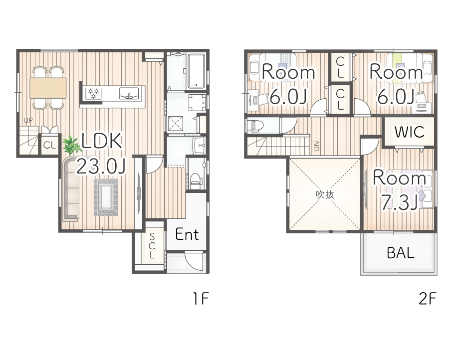 7ARC（セブンアーク）の施工実績｜大阪市住吉区に建てた注文住宅のフロアープラン図