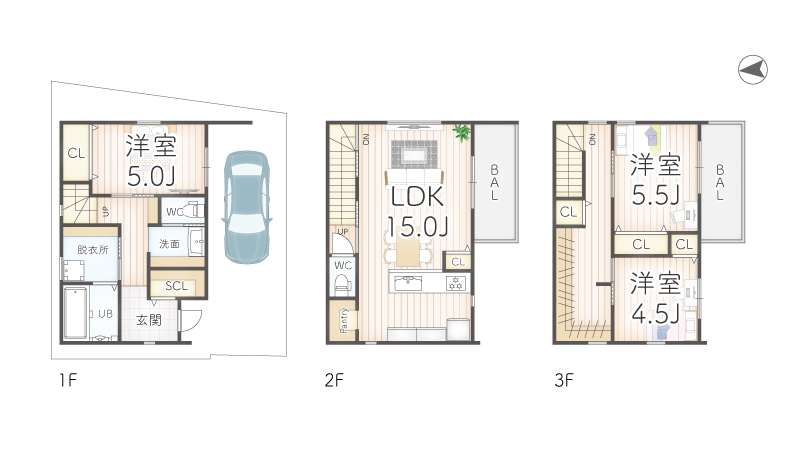 7ARC（セブンアーク）の施工実績｜東大阪市に建てた注文住宅のフロアープラン図