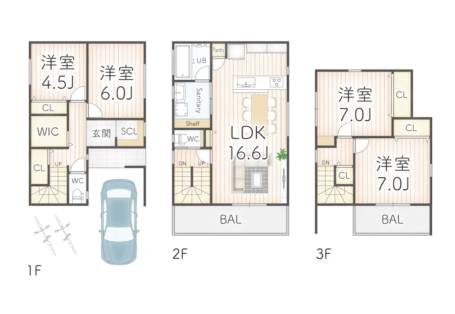 7ARC（セブンアーク）の施工実績｜大阪府守口市に建てた注文住宅のフロアープラン図