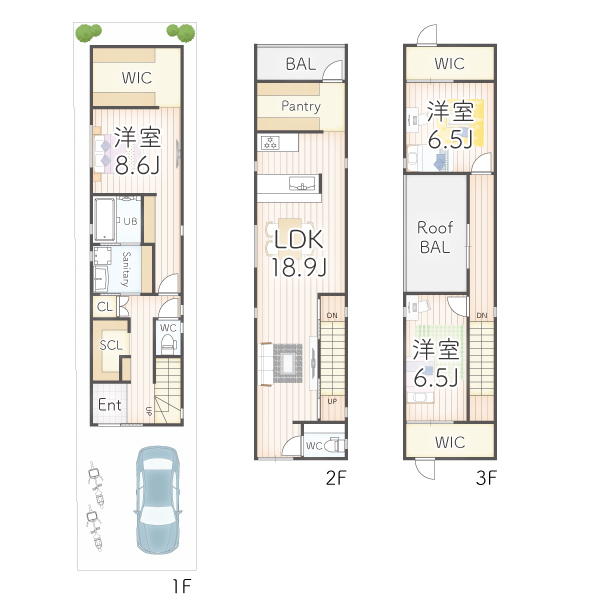 7ARC（セブンアーク）の施工実績｜大阪市西成区に建てた注文住宅のフロアープラン図
