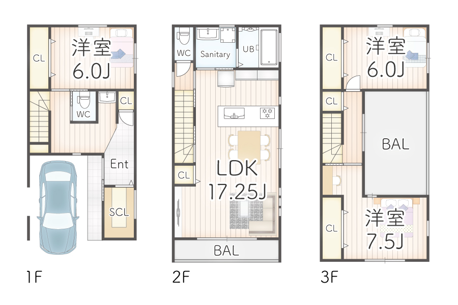 7ARC（セブンアーク）の施工実績｜東大阪市に建てた注文住宅のフロアープラン図