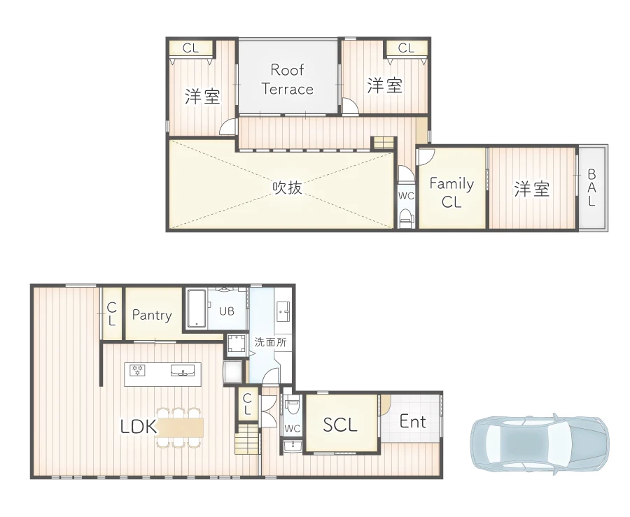 7ARC（セブンアーク）の施工実績｜大阪市大正区に建てた注文住宅のフロアープラン図