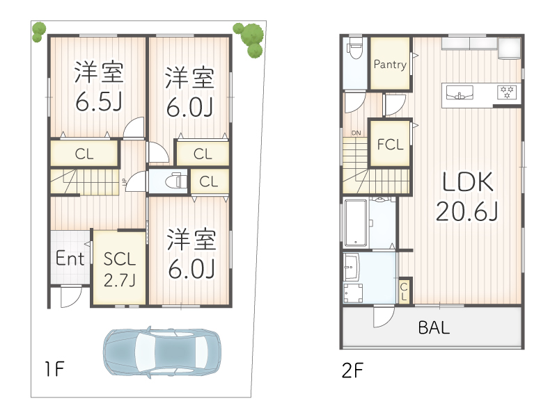 7ARC（セブンアーク）の施工実績｜大阪府堺市北区に建てた注文住宅のフロアープラン図