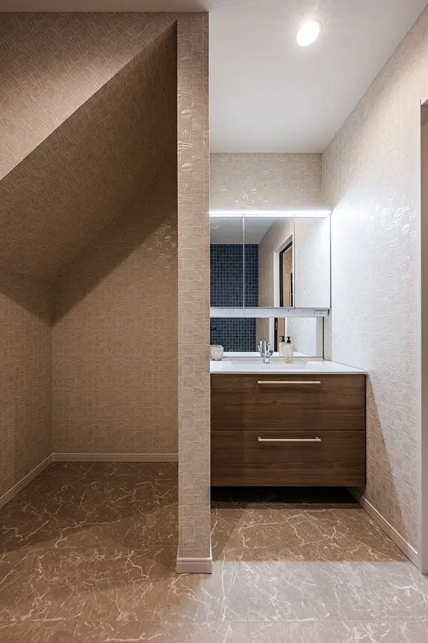 東大阪市の新築注文住宅　洗面室｜7ARC施工事例