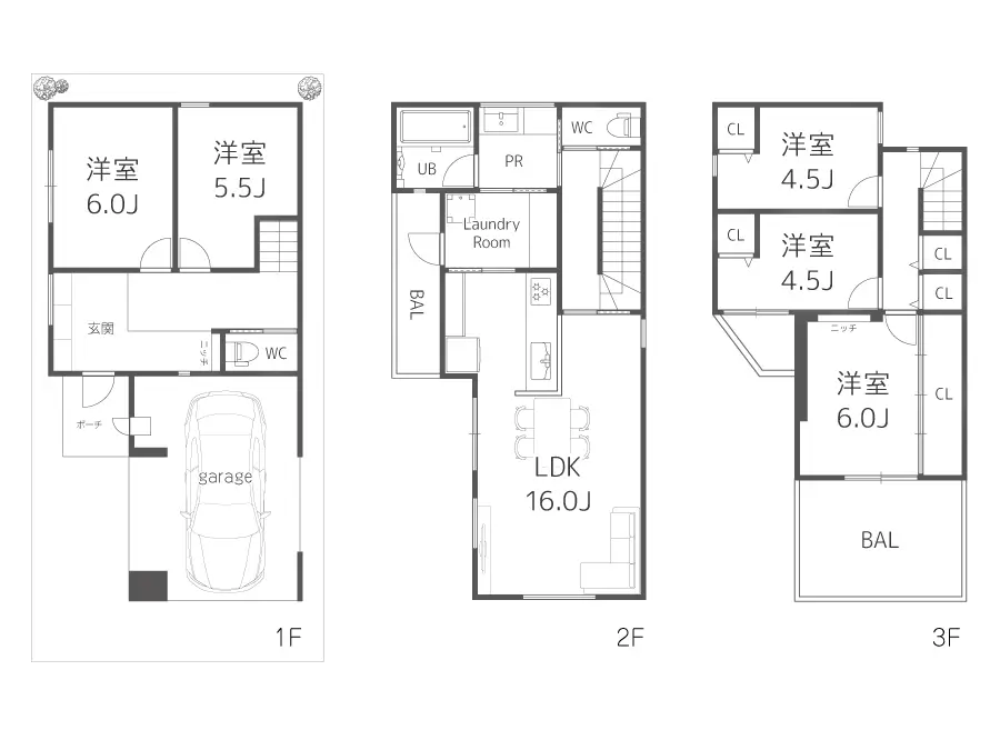 東大阪市の新築注文住宅　フロアープラン図｜7ARC施工事例｜7ARC施工事例
