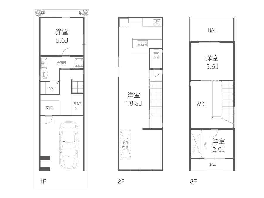 東大阪市の新築注文住宅　フロアープラン図｜7ARC施工事例