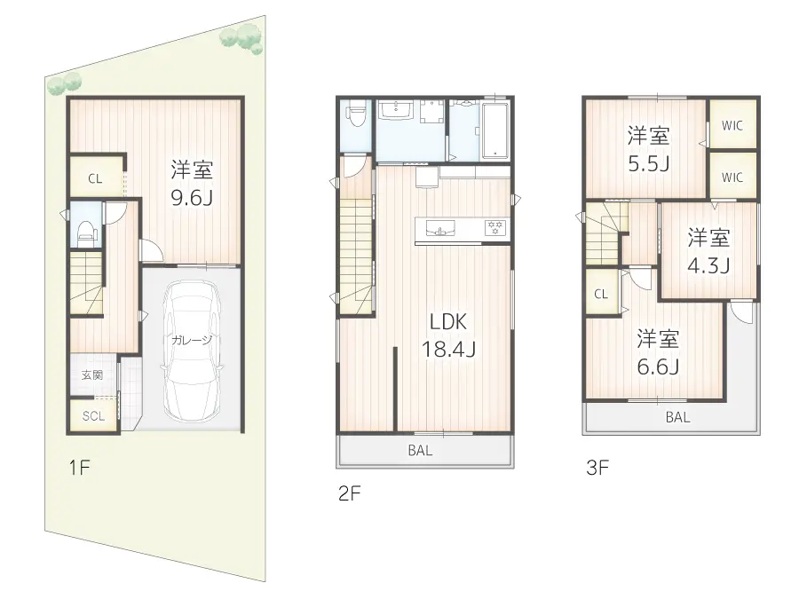 東大阪市の新築注文住宅　フロアープラン図｜7ARC施工事例