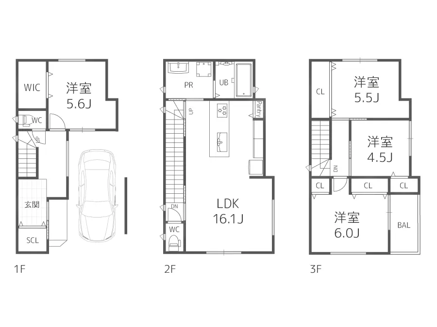 大阪市港区の新築注文住宅　フロアープラン図｜7ARC施工事例