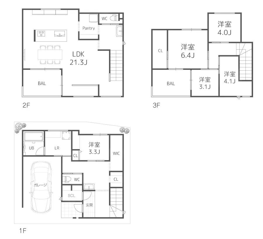 八尾市の新築注文住宅　フロアープラン図｜7ARC施工事例